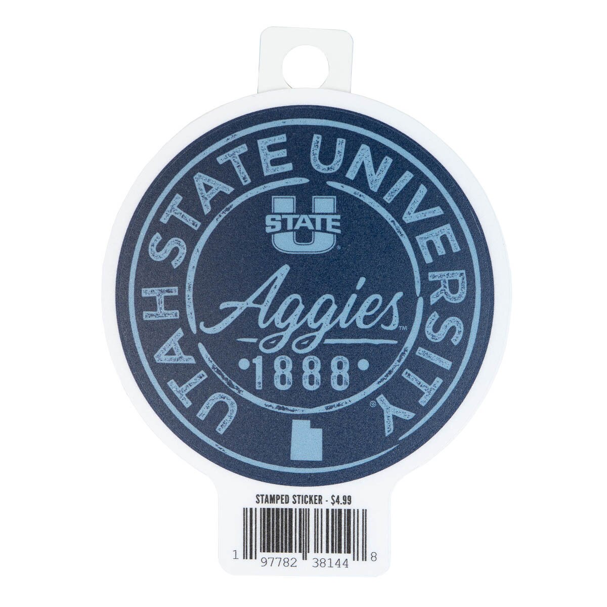 Utah State University Aggies Script Circle Sticker - 4 In.